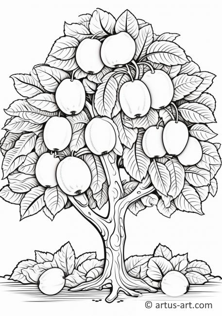 Pagina de colorat cu un copac de guava